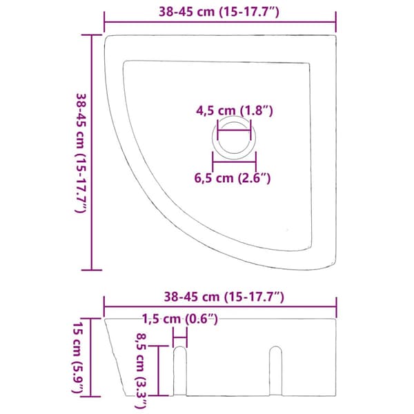 Handfat Grå (38-45) x (38-45) x 12 cm Flodsten