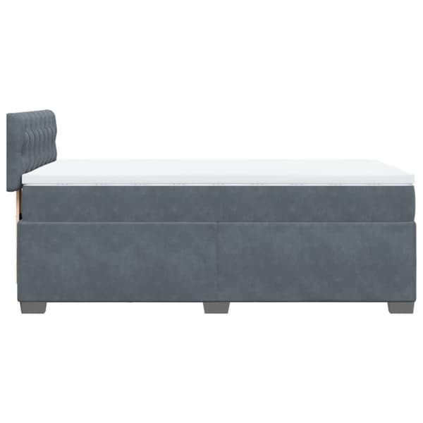 Ramsäng med madrass mörkgrå 90x200 cm sammet