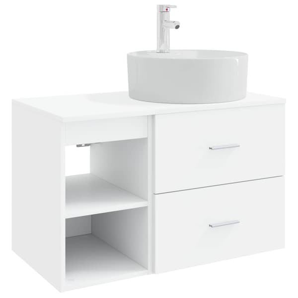 Badrumsmöbelset 2 pcs Vit Konstruerat trä