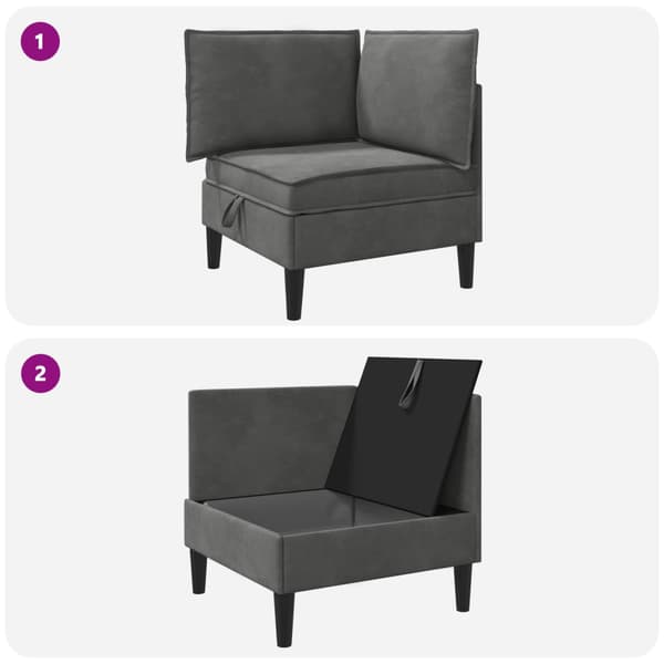 Soffa med förvaring Mörkgrå Sammet