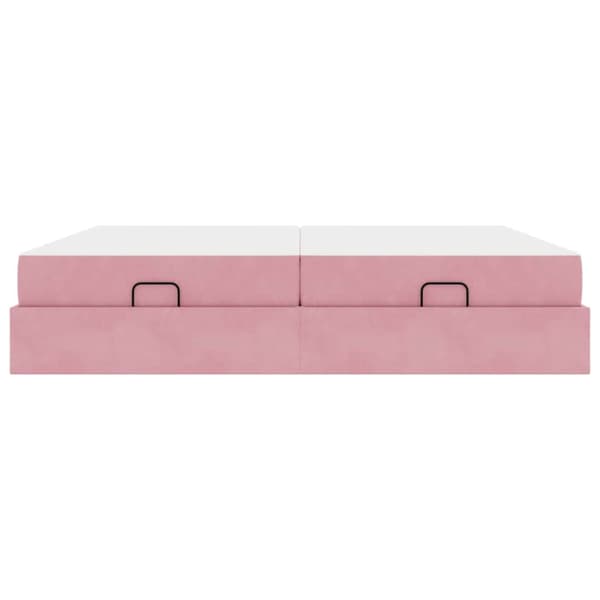 Sängram med madrass med madrass 2 pcs Rosa Sammet
