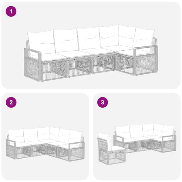 Trädgårdsoffset 5 pcs Svart konstrotting