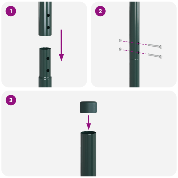 Stängselstolpe 2 pcs Grön Pulverlackerad stål