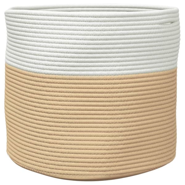 Förvaringskorg beige och vit Ø40x35 cm bomull