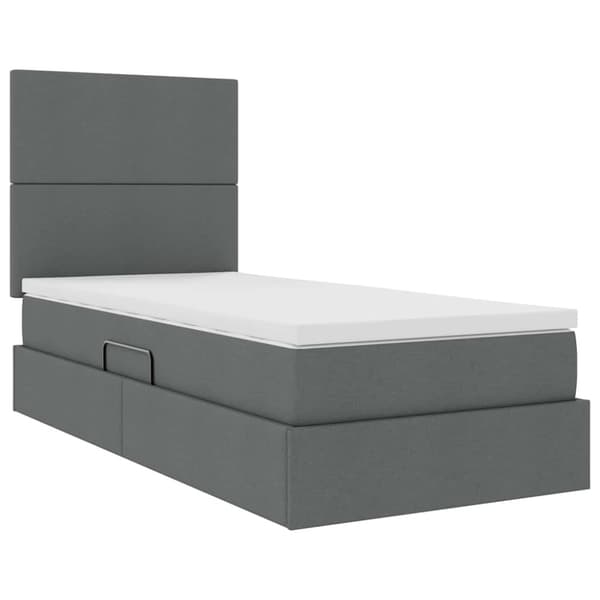 Förvaringssäng med madrass Mörkgrå 90 x 190 cm Polyester