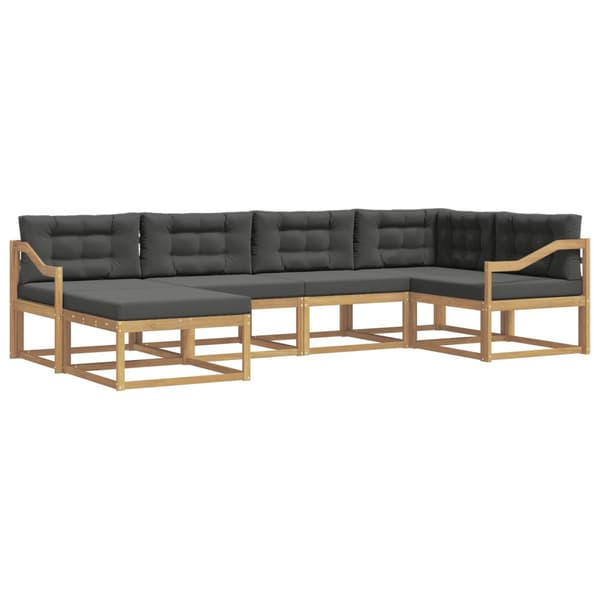 Utomhussoffset med kudde 5 pcs Vit och antracit Polyester