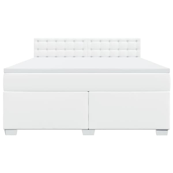Ramsäng med madrass vit 180x200 cm konstläder