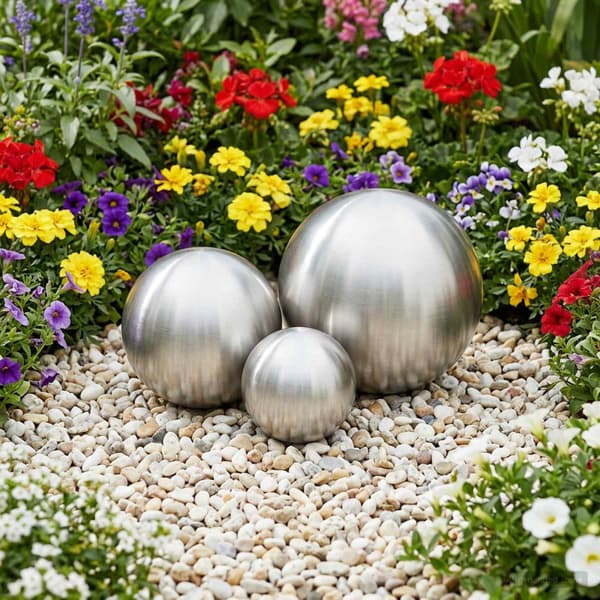 Borstad Boll 3 st Ø 20 cm Silver Rostfritt stål 201