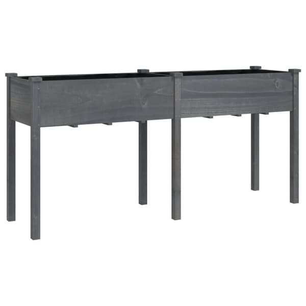 Odlingslåda med foder grå 161x45x76 cm massivt granträ