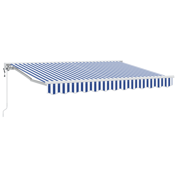 Markisram Blå och Vit 250 x 200 cm Polyester med PU-beläggning