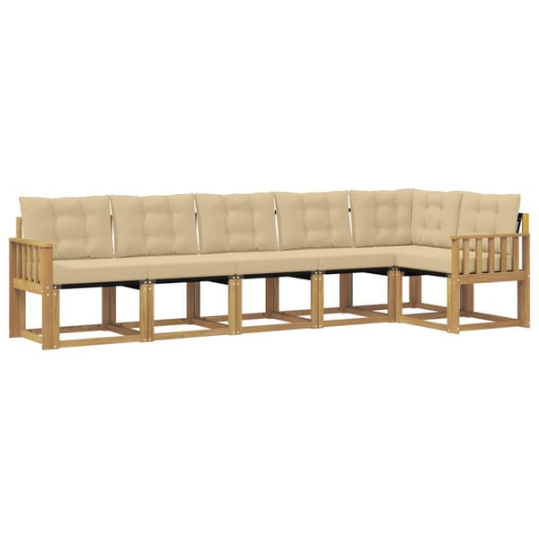 Utomhussoffset med kudde 6 pcs Vit och Beige