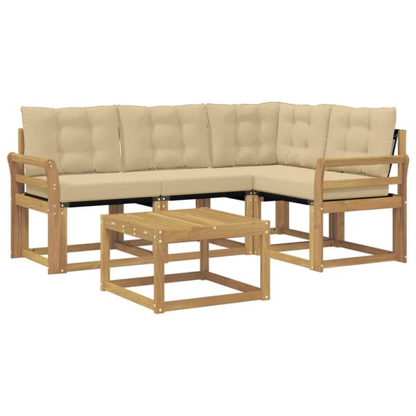 Utomhussoffset med kudde 5 pcs Vit och Beige