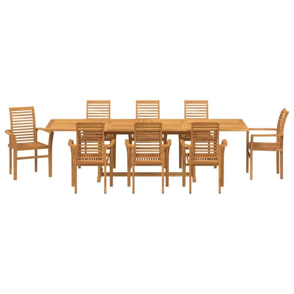 Trädgårdsmöbelset 9 pcs Brun Massivt teakträ