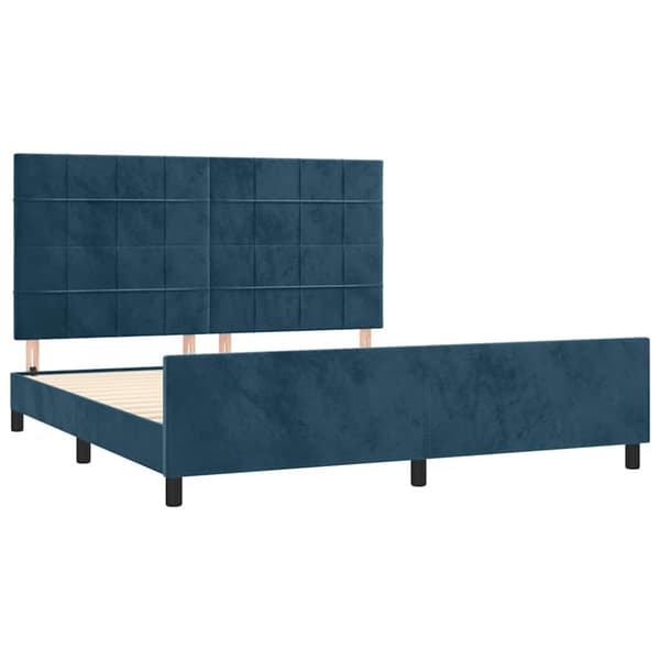 Sängram utan madrass mörkblå 160x200 cm sammet