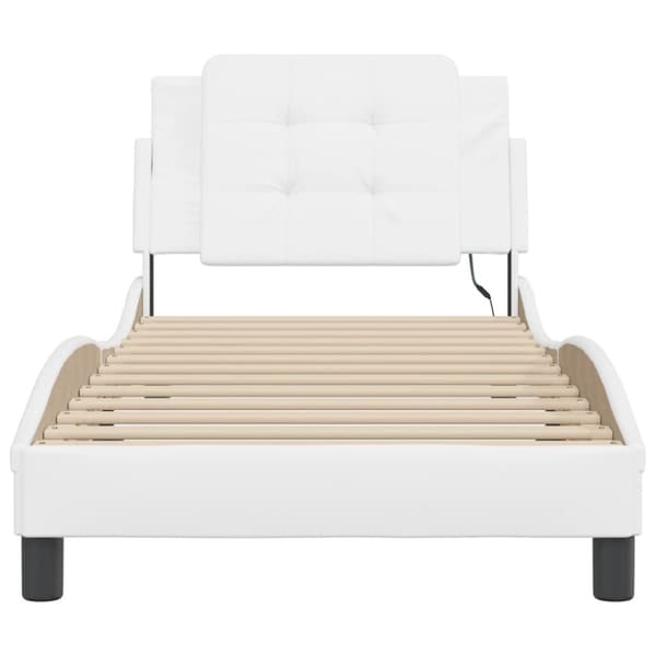 Bed Frame with LED without Mattress "Zadar" White 100x200 cm