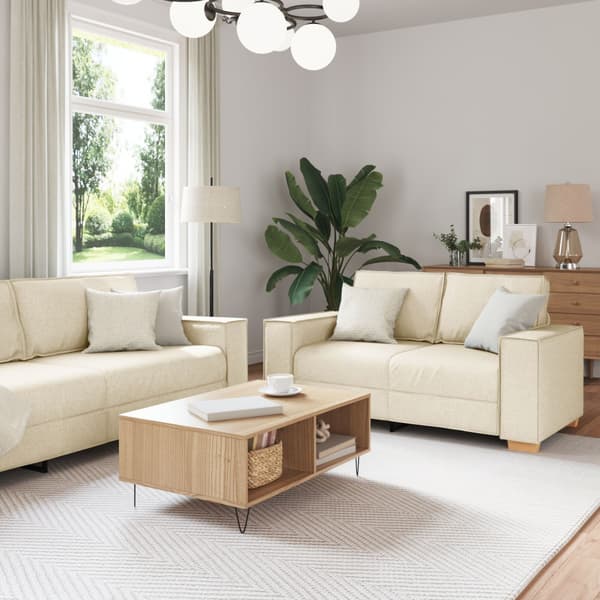Soffset 3 st Beige Linnenblandad tyg