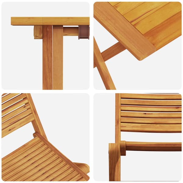 Fällbart bistroset 3 pcs Brun Massivt Akaciaträ