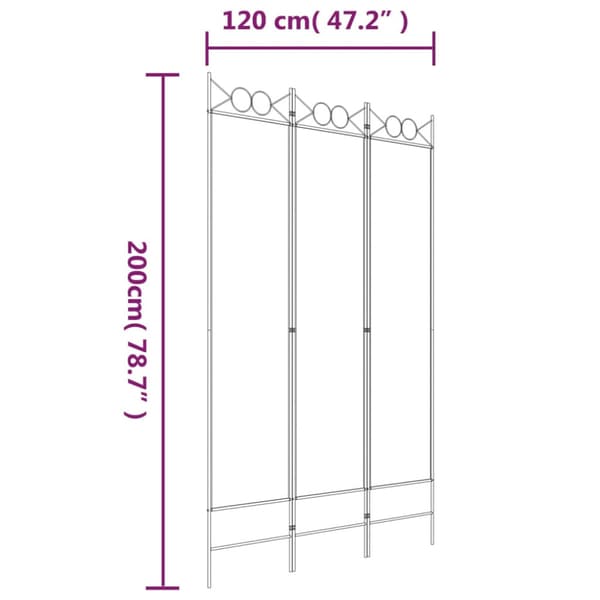 Rumsavdelare 3 paneler vit 120x200 cm tyg