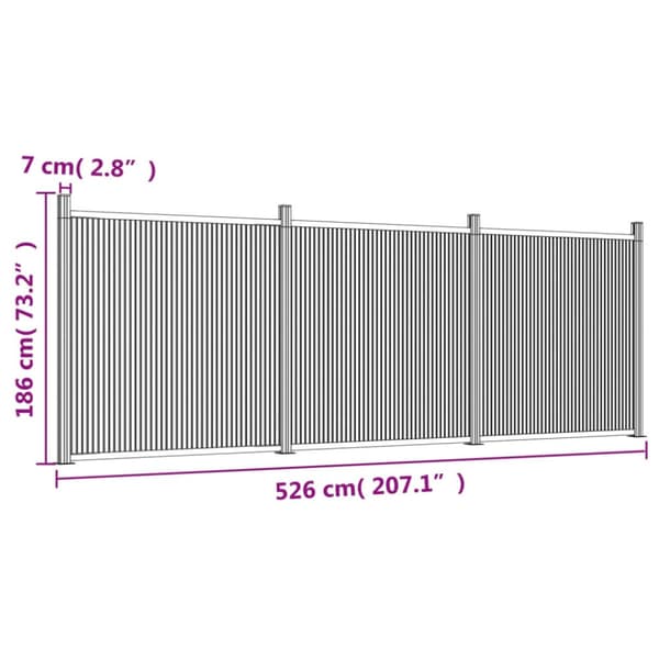 Staketpanel grå 526x186 cm WPC
