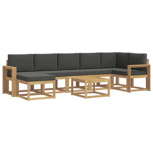 Utomhussoffset med kudde 8 pcs Vit och antracit Polyester