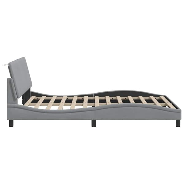 Bed Frame without Mattress "Hanko" Light Grey 140x190cm Fabric