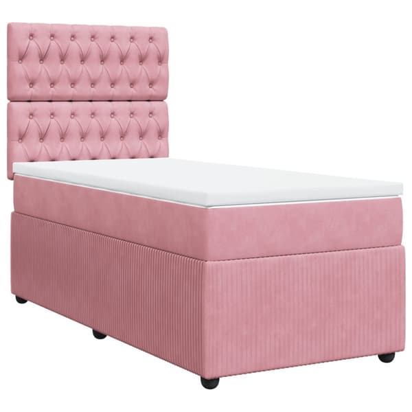 Ramsäng med madrass rosa 100x200 cm sammet