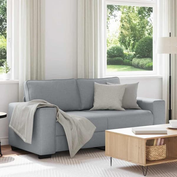 2-sitssoffa ljusgrå 180x77x82 cm tyg
