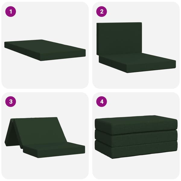 Fällbar Soffbed 80 x 67 x 45 cm Mörkgrön