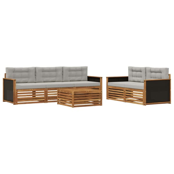 Utomhussoffset 6 pcs Naturlig och ljusgrå
