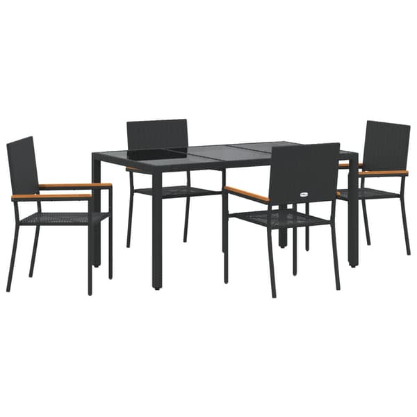 Trädgårdsmöbelset 5 pcs Svart konstrotting