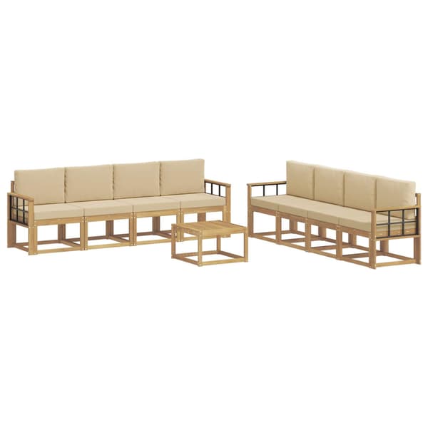 Utomhussoffset med kudde 9 pcs Vit och Beige