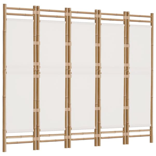 Rumsavdelare 5 paneler hopfällbar 200 cm bambu och kanvas