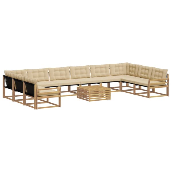 Utomhussoffset med kudde 11 pcs Vit och Beige