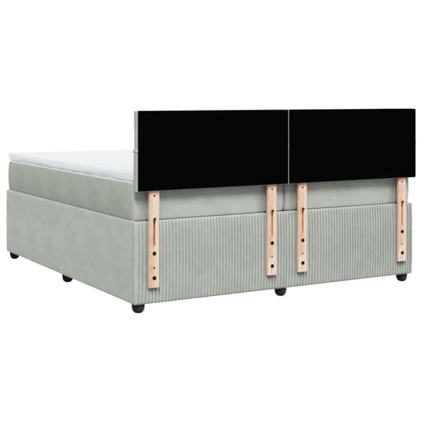 Ramsäng med madrass ljusgrå 200x200 cm sammet