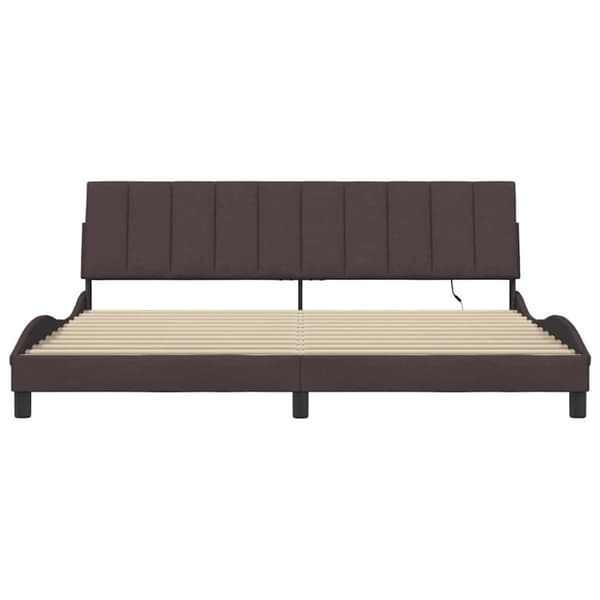 Bed Frame without Mattress "Hanko" Dark Brown 200x200cm Fabric