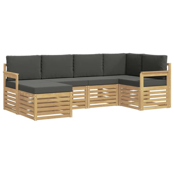 Utomhussoffset 6 pcs Vit och antracit Polyester