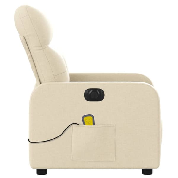 Elektrisk massagefåtölj gräddvit tyg