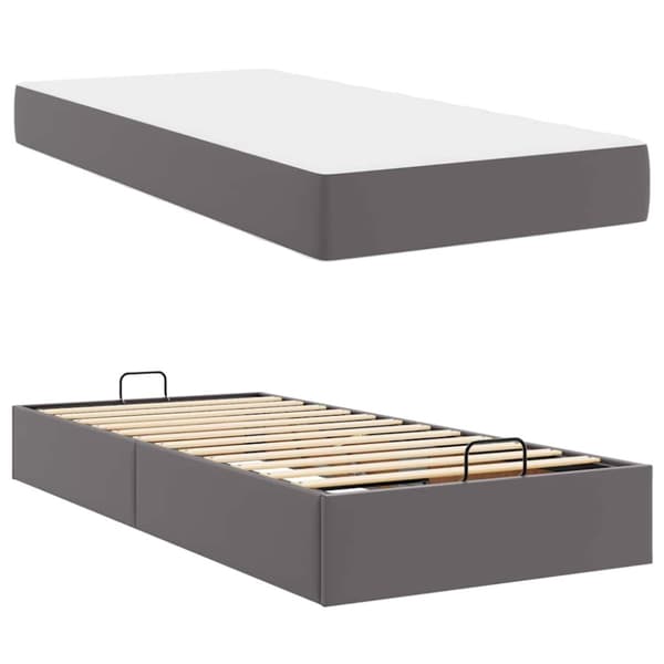 Sängram med madrass Övrigt 2 pcs Grå PVC