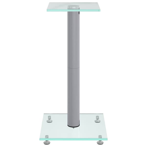 Högtalarstativ 2 st härdat glas 1-pelardesign silver