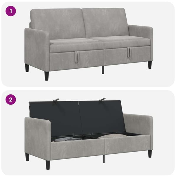 Soffa med förvaring Ljusgrå 172 x 78 x 87 cm Polyester
