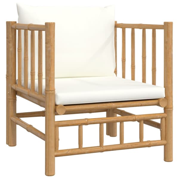Loungegrupp 6 delar gräddvita dynor bambu