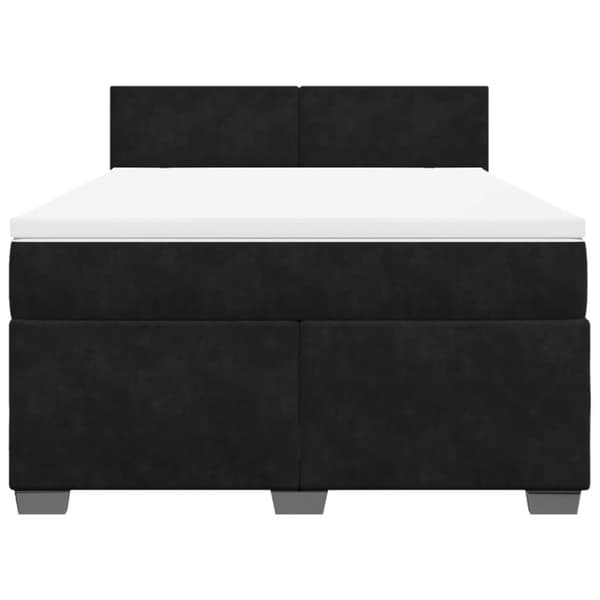 Ramsäng med madrass svart 140x190 cm sammet