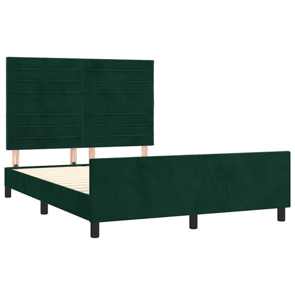 Sängram utan madrass mörkgrön 140x190 cm sammet