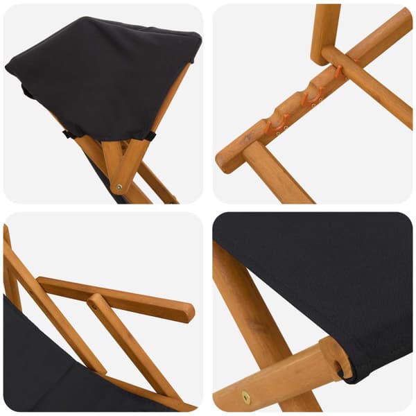 Deck Chair 4 st 3 Position Massiv Eukalyptus Trä Svart