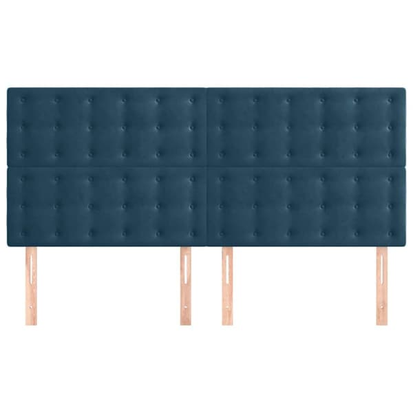 Sänggavel mörkblå 180x5x118/128 cm sammet
