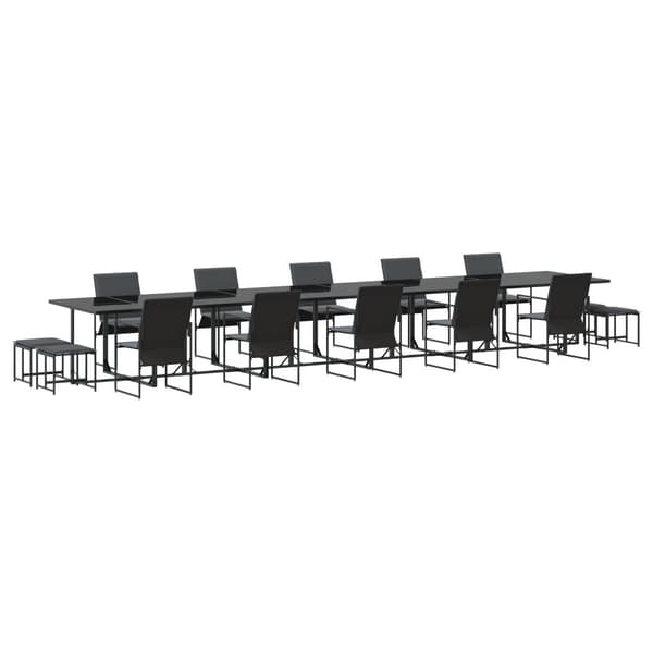 Trädgårdsmöbelset 15 pcs Svart Stål