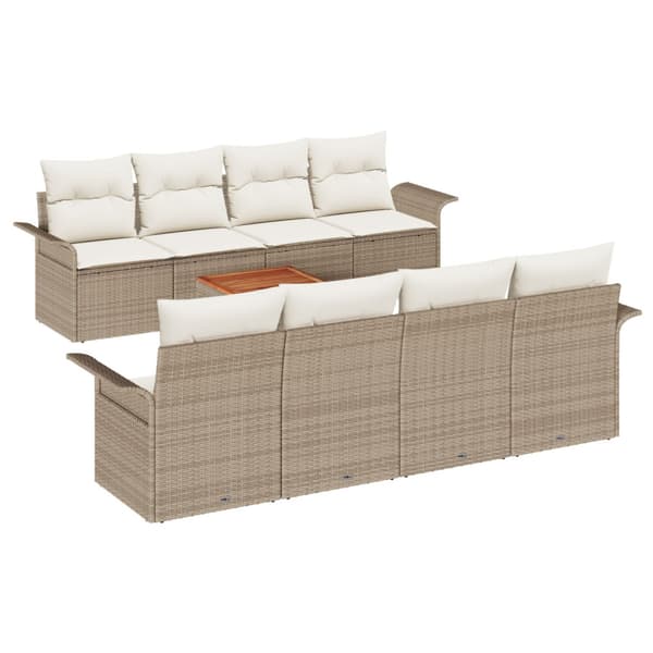 Trädgårdsoffset med kudde 9 pcs Beige konstrotting