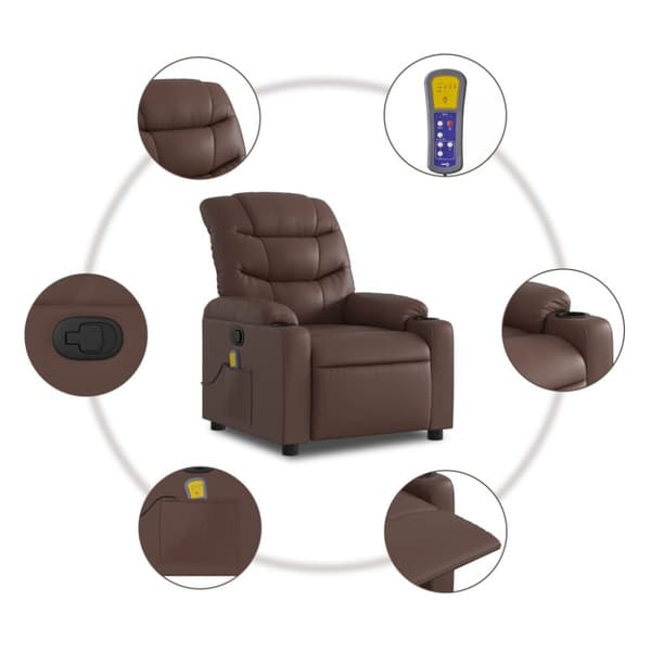 Massagefåtölj brun konstläder