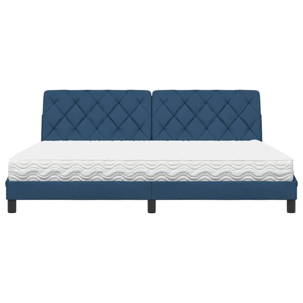 Bed with Mattress Blue 200x200 cm Fabric
