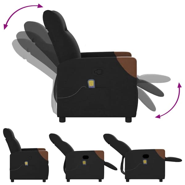 Massagefåtölj svart tyg